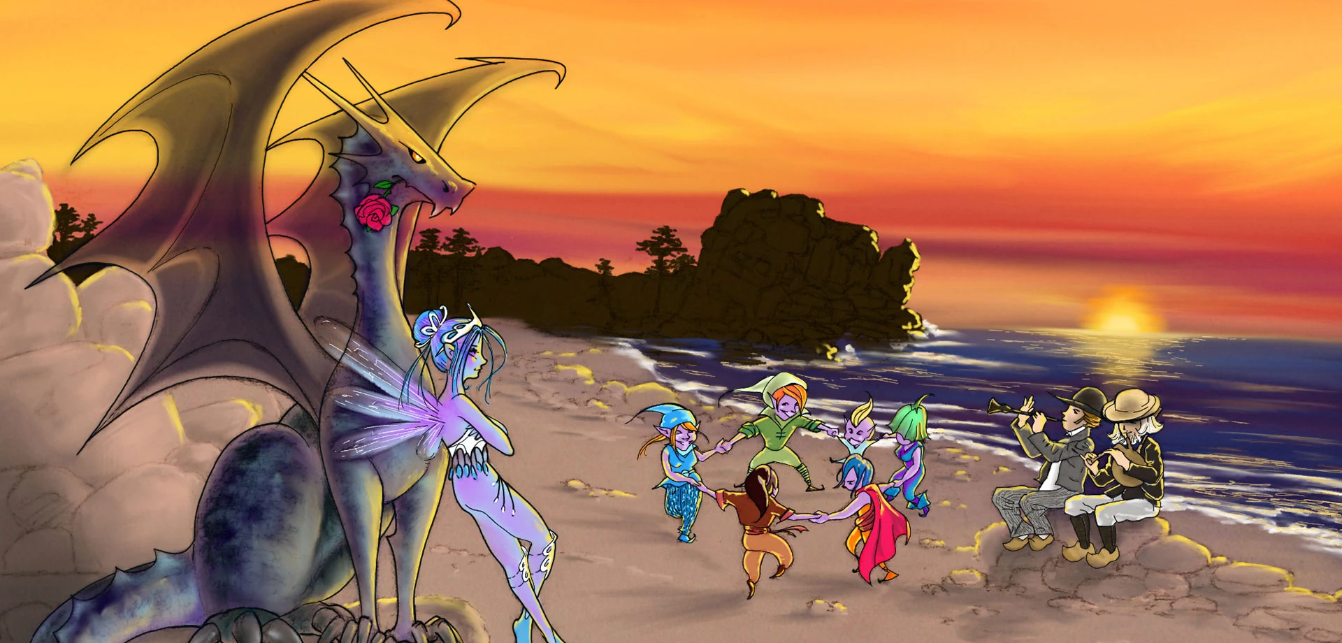 Dragon Fairy And Elves In Britanny Header