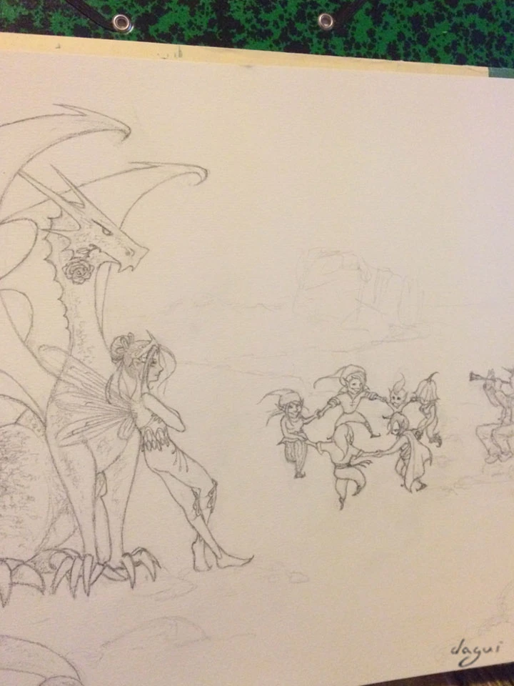 Dragon Fairy And Elves In Britanny sketch 10
