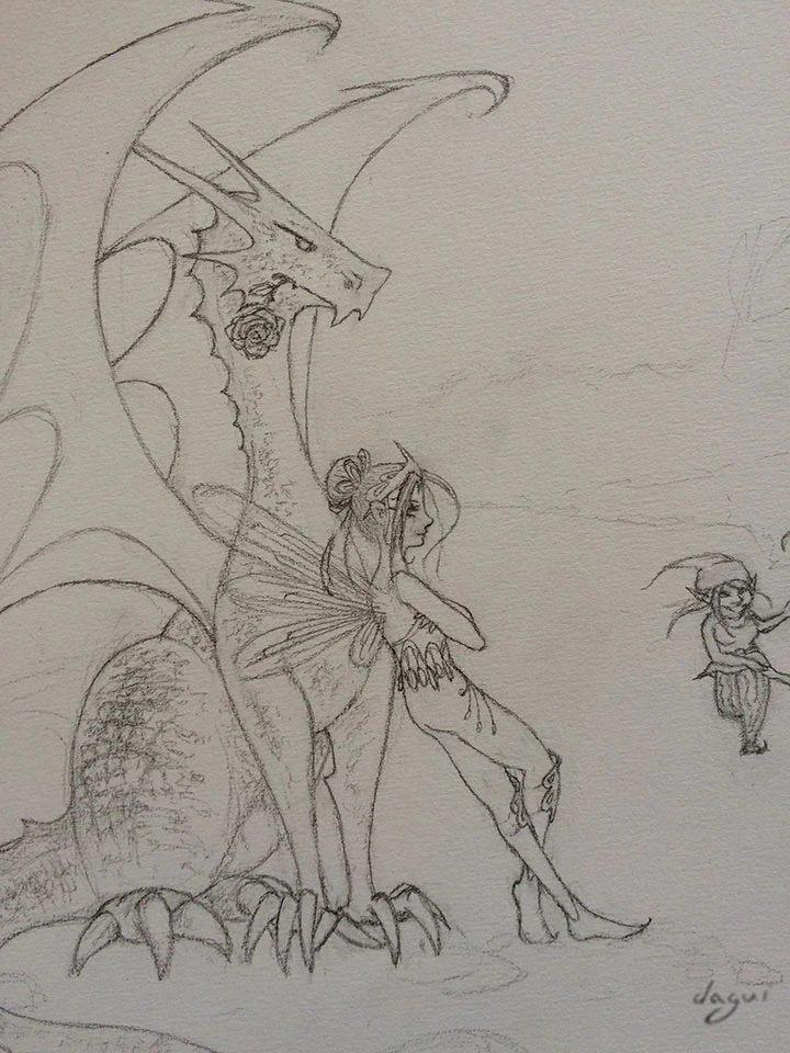 Dragon Fairy And Elves In Britanny sketch 11