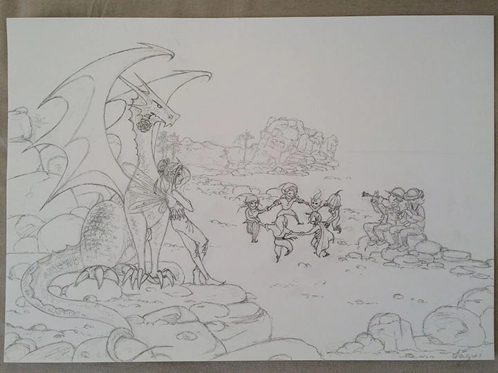 Dragon Fairy And Elves In Britanny sketch 13