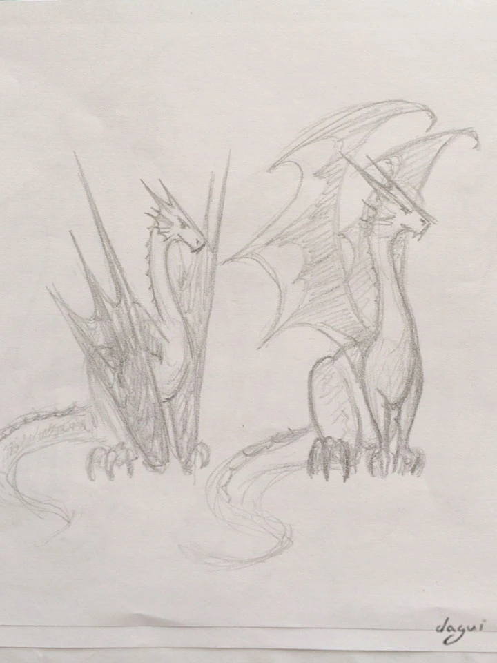 Dragon Fairy And Elves In Britanny sketch 1