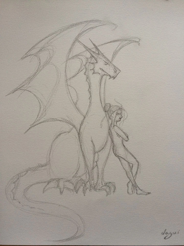 Dragon Fairy And Elves In Britanny sketch 3