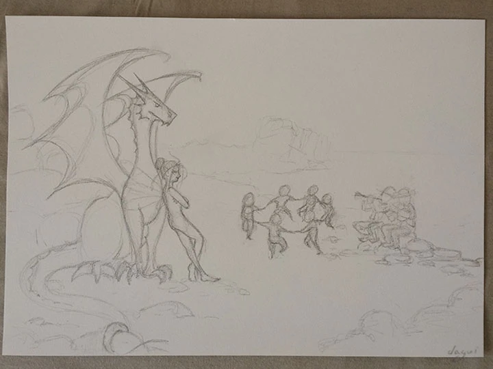 Dragon Fairy And Elves In Britanny sketch 4