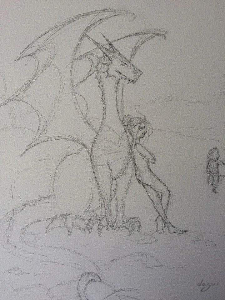 Dragon Fairy And Elves In Britanny sketch 6