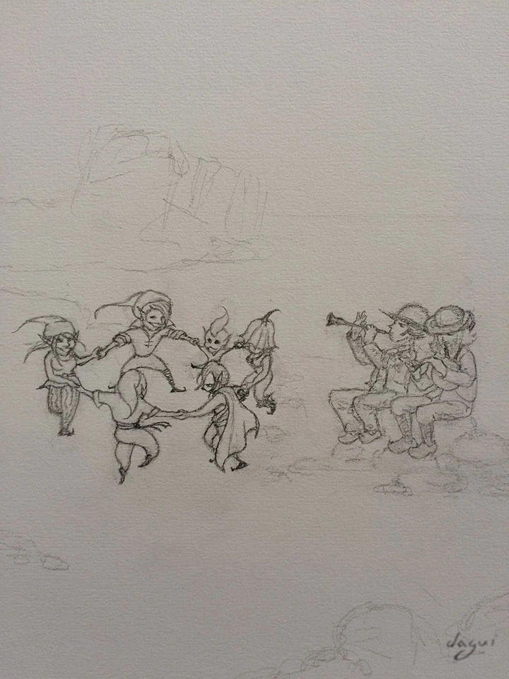 Dragon Fairy And Elves In Britanny sketch 9