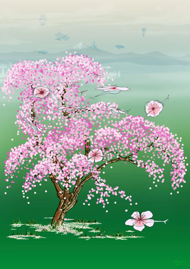 Steampunk Dejeuner In Japan cherry tree alone piece