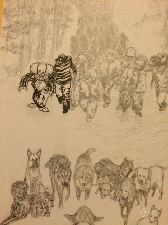 Yoda Walking Dogs inking step 1