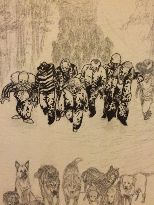Yoda Walking Dogs inking step 3