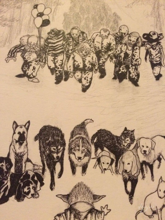 Yoda Walking Dogs inking step 5