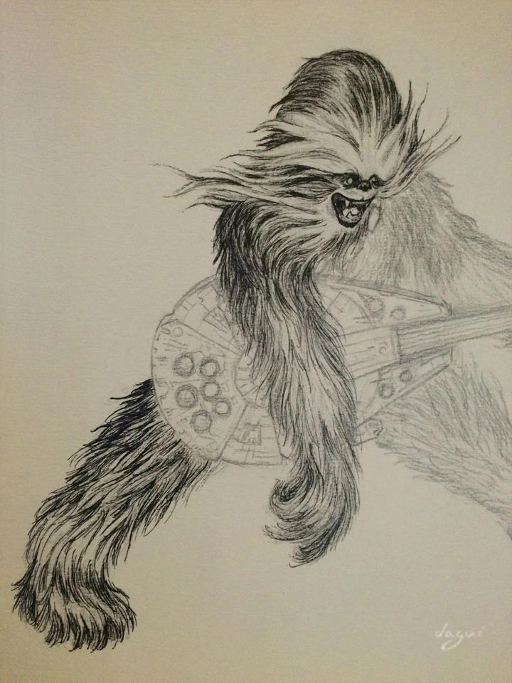 Chewbacca Rock Star Wars ink 1