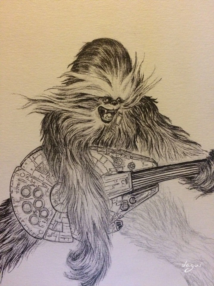 Chewbacca Rock Star Wars ink 2