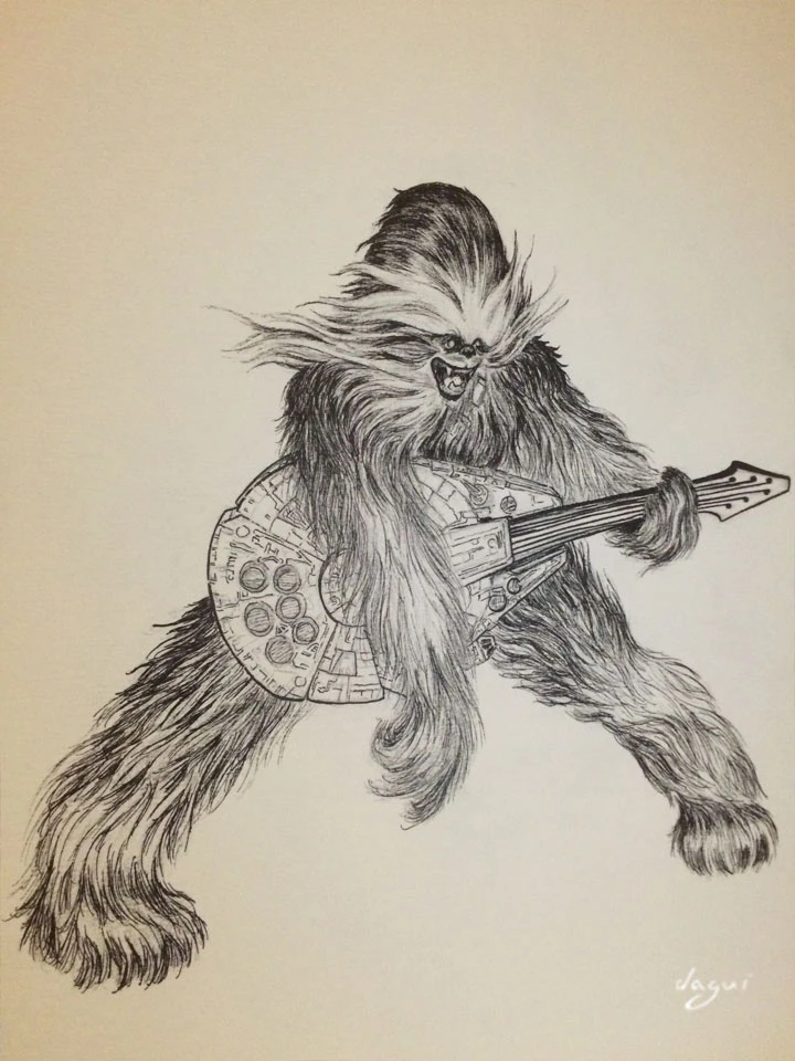 Chewbacca Rock Star Wars ink 3