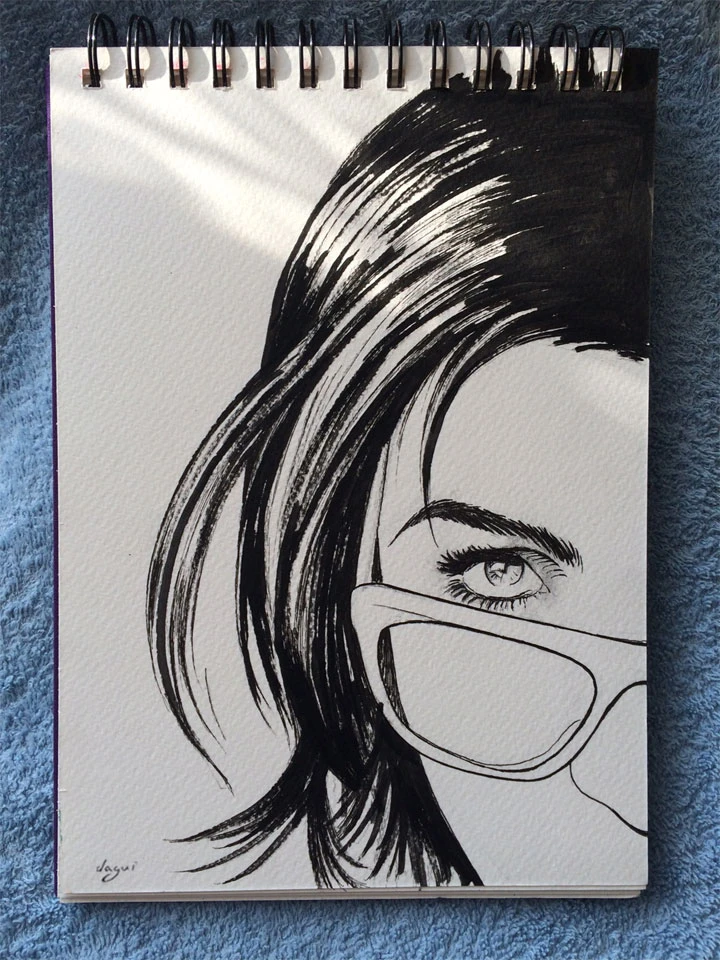 Femme à lunettes sketch 3