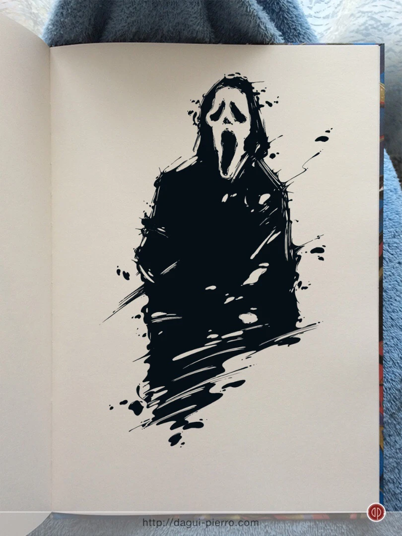 Scream, Halloween- Mask Ink - Inktober 2017, Day 31