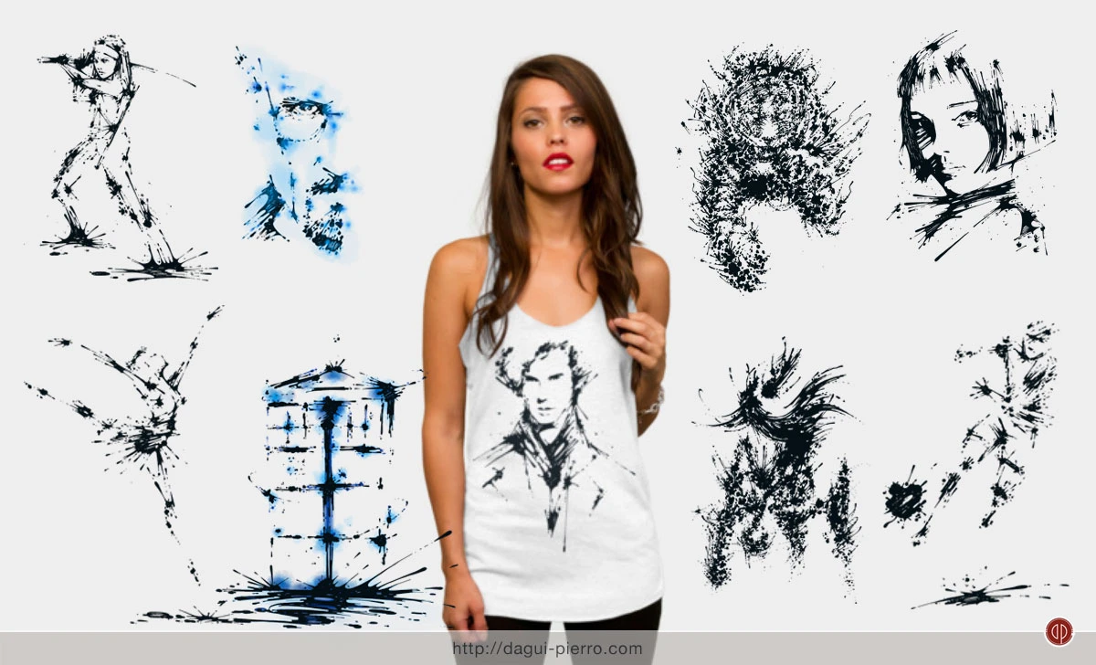 Buy these splash ink series on Teepublic: http://bit.ly/TPoDagui • Michonne - Jon Snow - Walter White - Natalie Portman - Benedict Cumberbatch - Doctor Who's Tardis - Dancer - Football