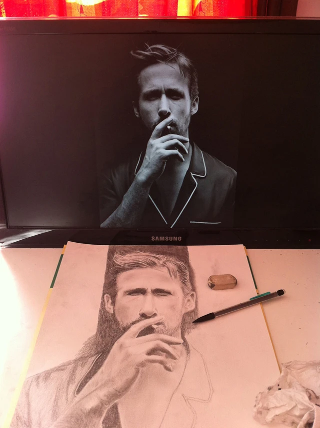 Ryan Gosling Drawing WIP 2